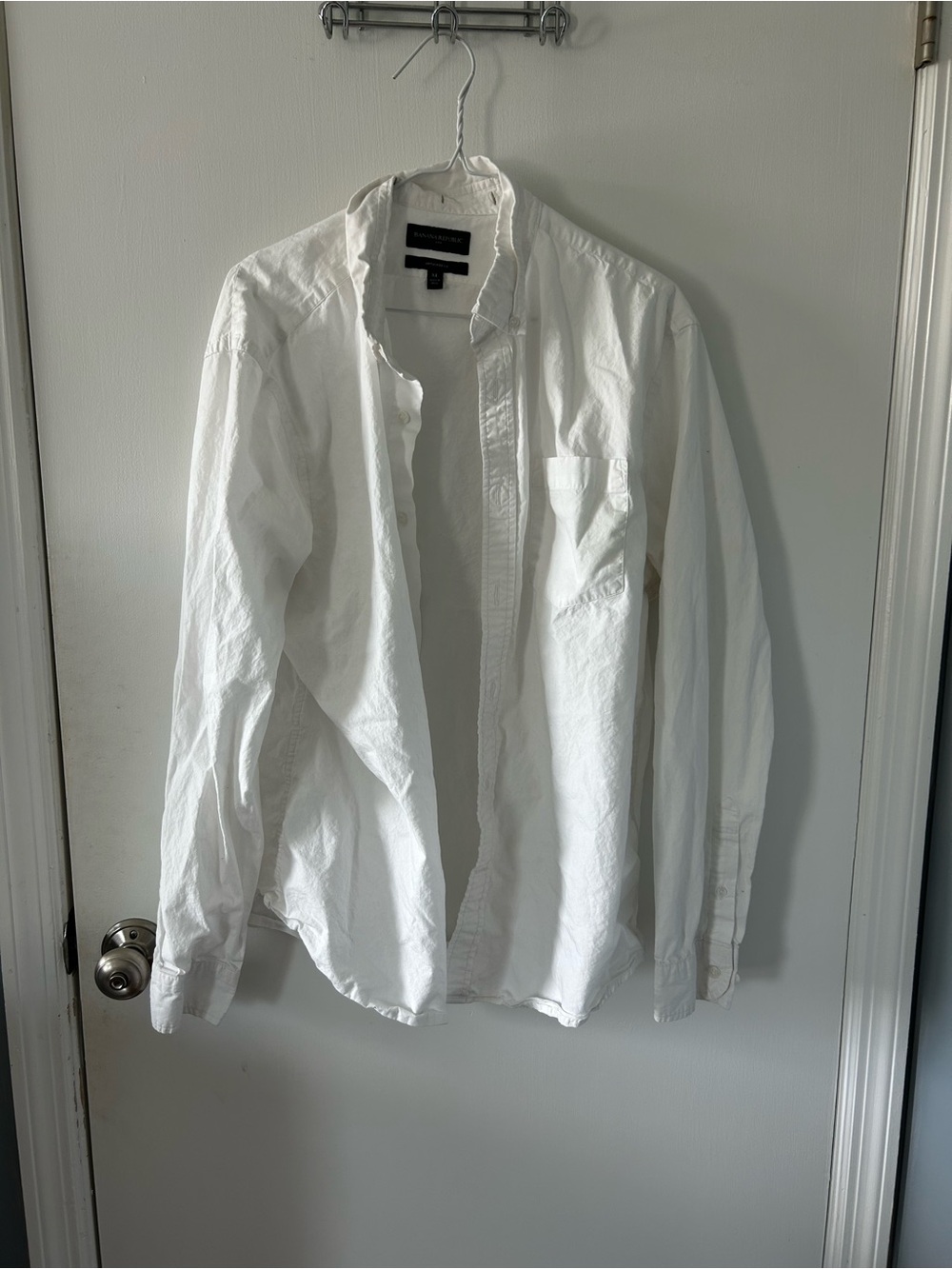 Banana Republic White Casual Button-Down Oxford Shirt